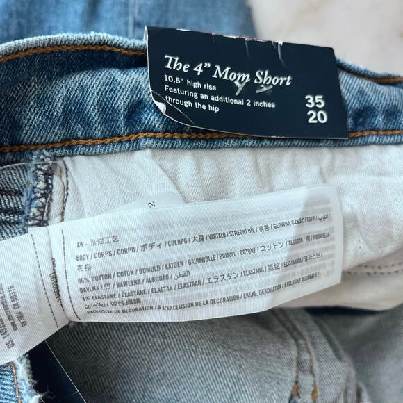 Madewell Curve Love 4” Mom Short High Rise Denim Raw Frayed Hem 35 20 New NWT - Picture 6 of 6